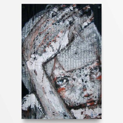 2012 Fondi Neri, Ritratto di Ragazza albina, quadro ad acrilico di Diego Gabriele