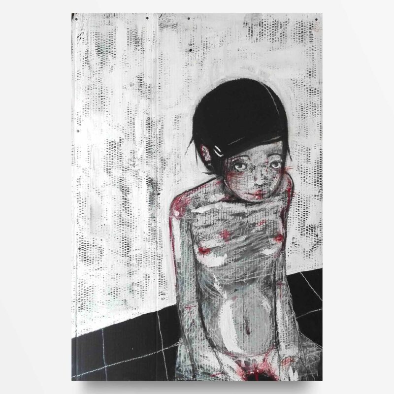 2013 Ragazza a terra, quadro ad acrilico di Diego Gabriele