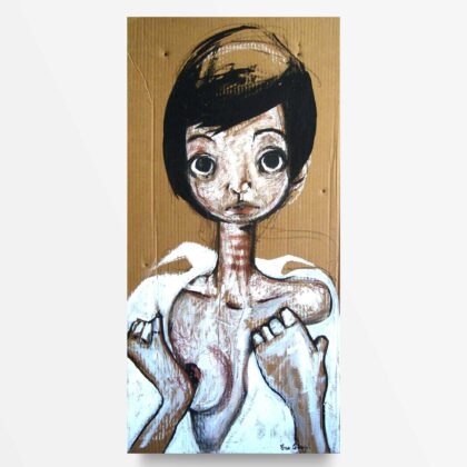 Lowbrow Art Ma sono nude Camicia bianca quadro ad acrilico Diego Gabriele