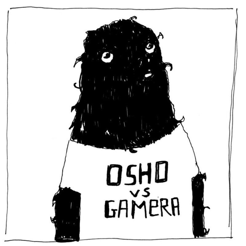 T-shirt 100% cotone organico Osho vs Gamera by Diego Gabriele